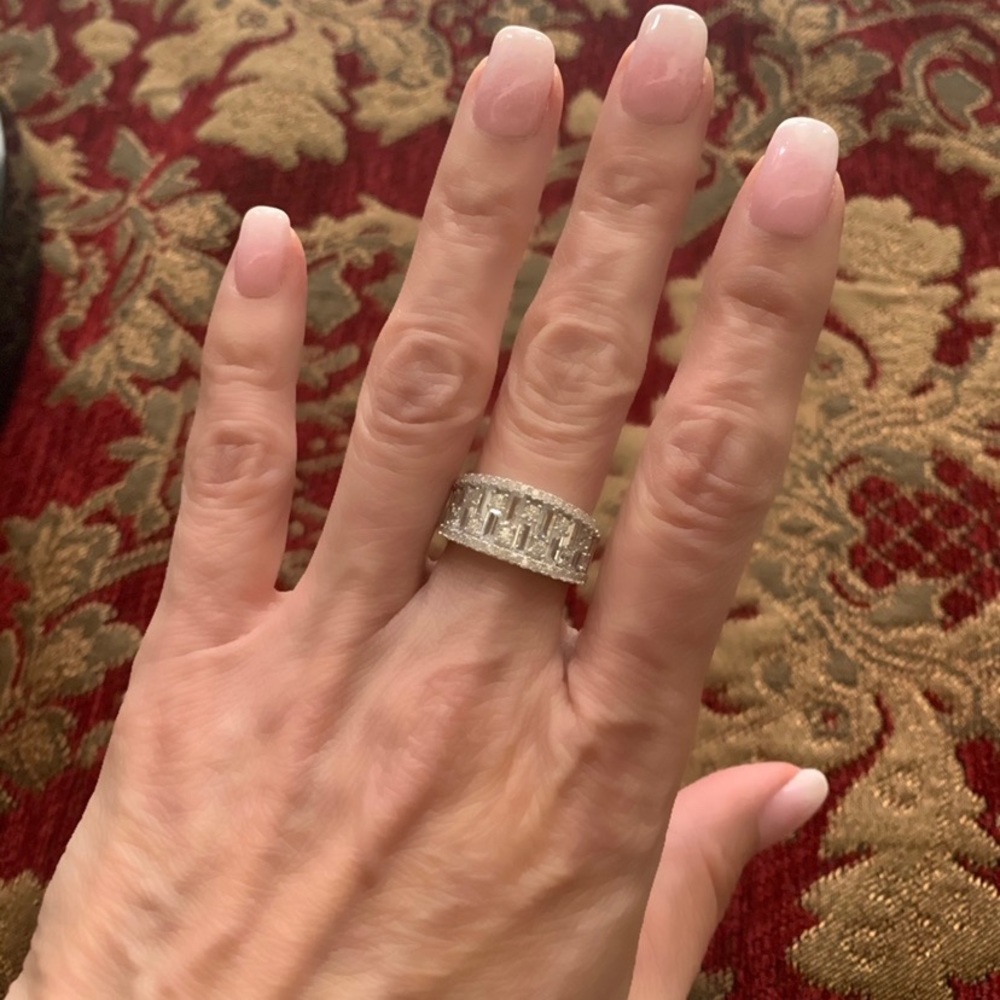 Baguette CZ Cubic Zirconia Pave Ring 6.5